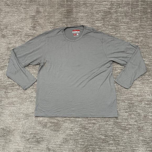 Karbon Shirt Mens 2XL Gray 100% Merino Wool Long Sleeve Base Layer Thermal Crew - Picture 1 of 9